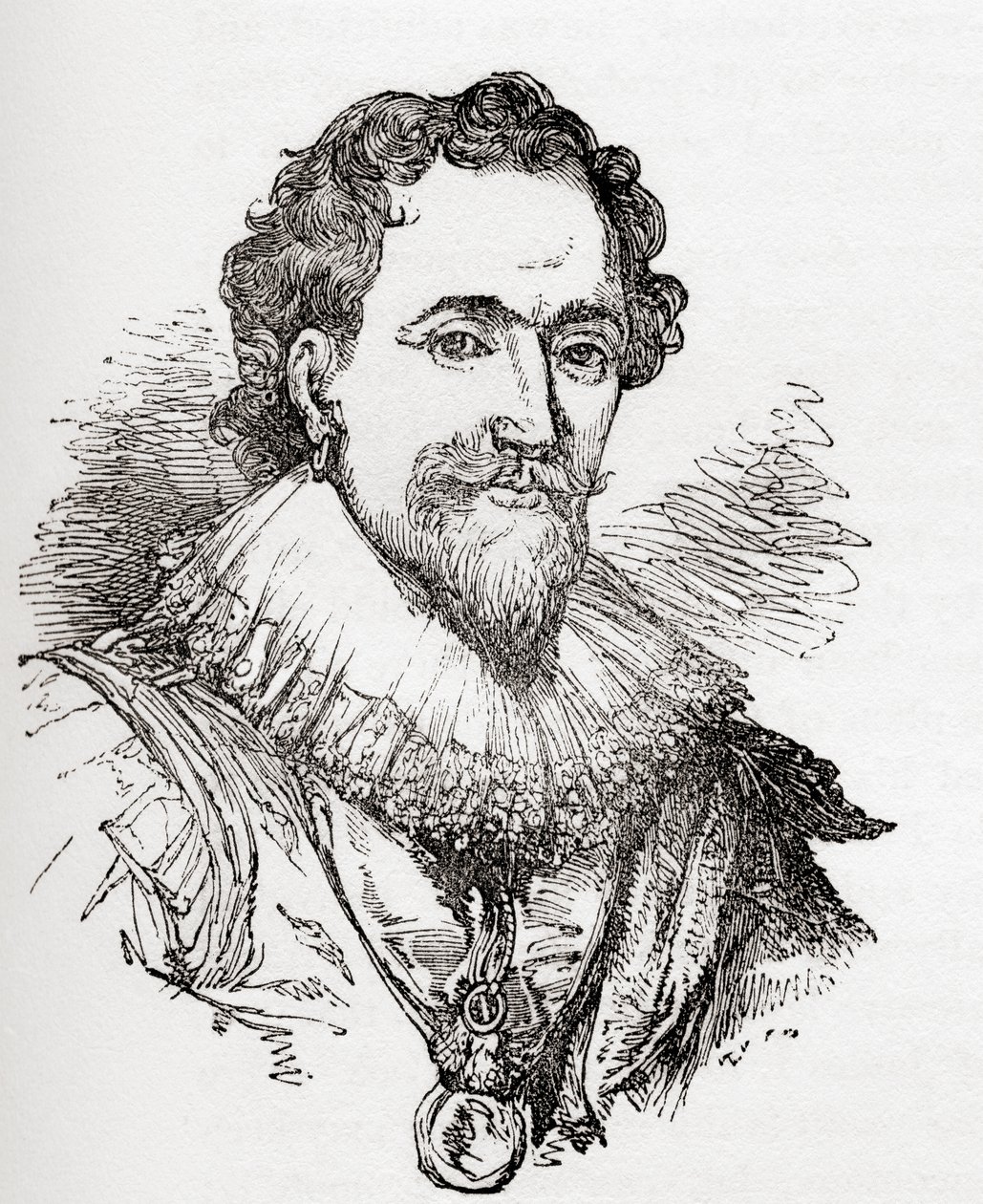 William Herbert, 3. Earl of Pembroke, 1580 - 1630. Englantilainen aatelismies, poliitikko ja hoviherra, Vanhasta Englannista: Kuvamuseo, pubi. 1847 tekijältä English School