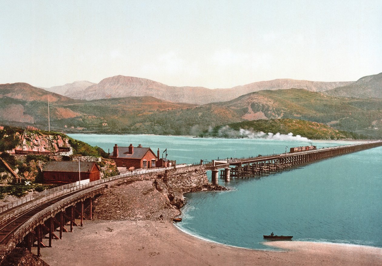 Cadair Idris ja Barmouth Bridge, pubi. noin 1900 tekijältä English Photographer