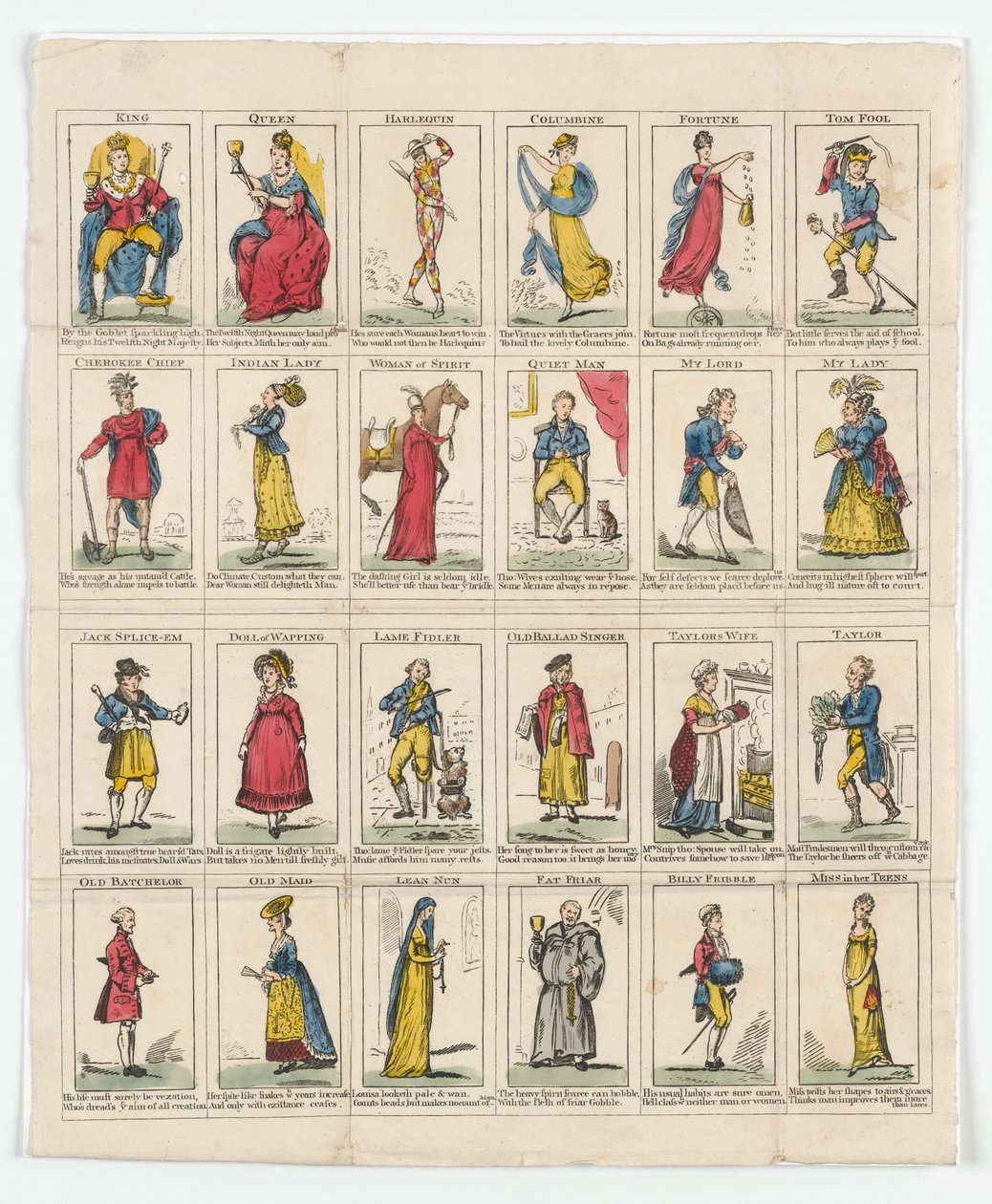 24 Twelfth Night Characters, 1818 (käsinvärinen kaiverrus) tekijältä English School