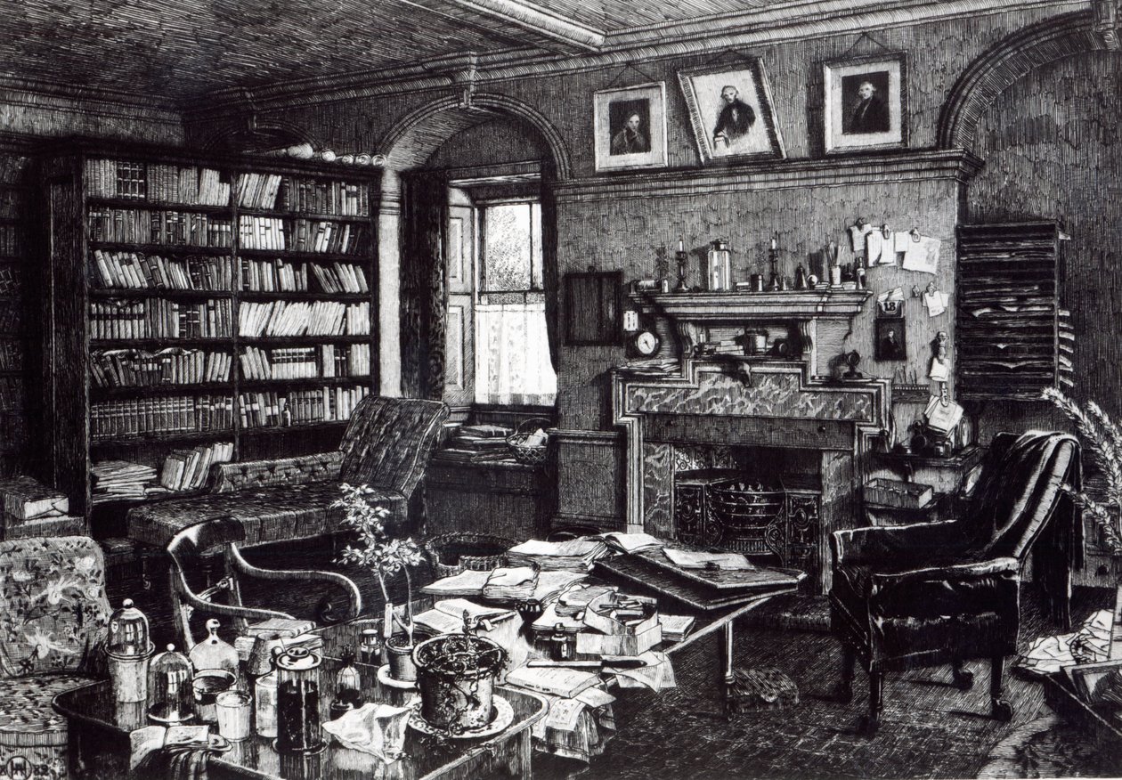 Charles Darwins opiskeli Down Housessa, 1882 tekijältä English School