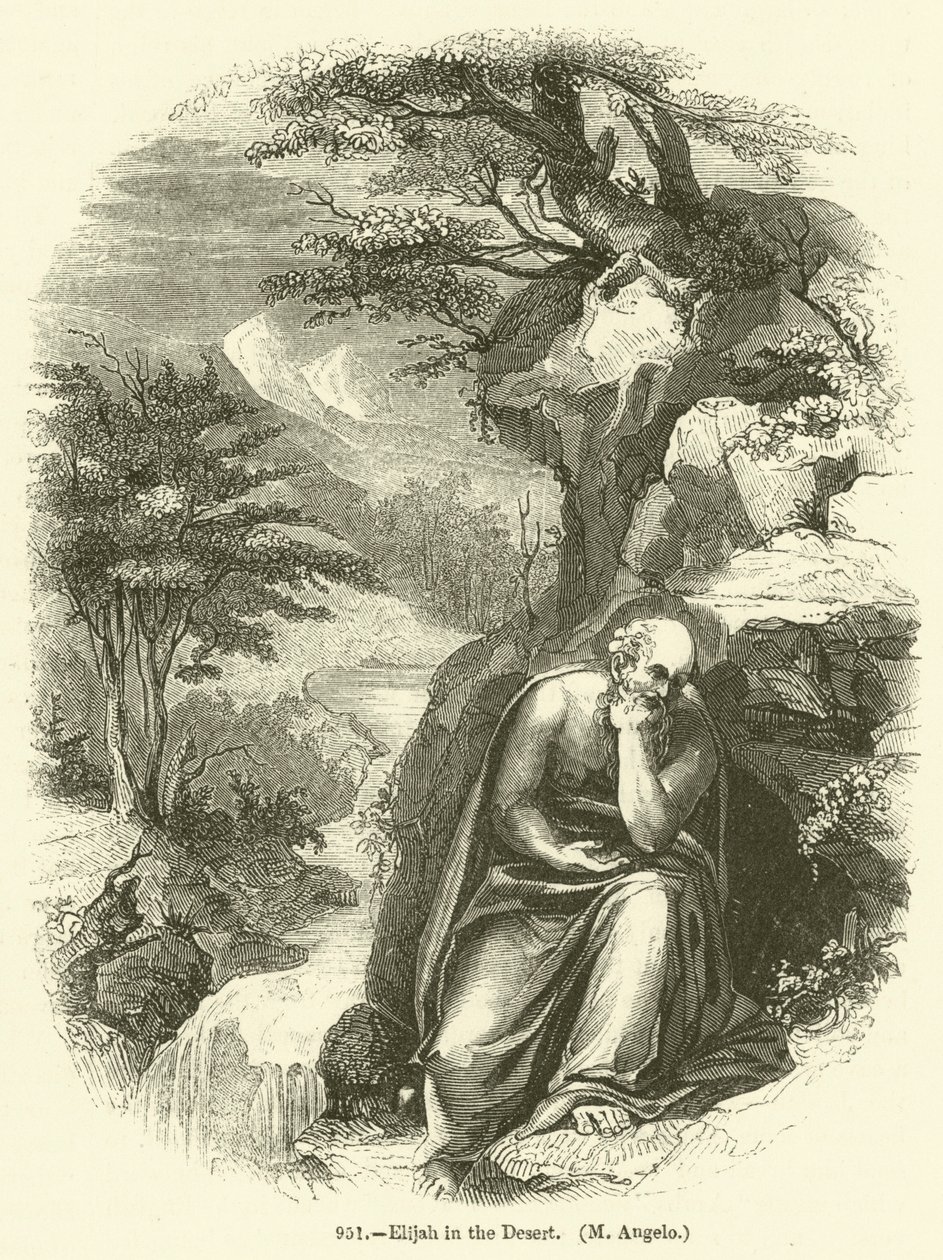 Elijah in the Desert, M Angelo (engraving) tekijältä English School