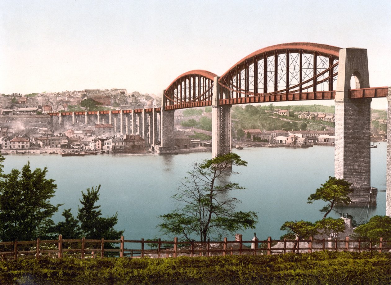 Saltash Bridge, Plymouth (käsin värjätty valokuva) tekijältä English School
