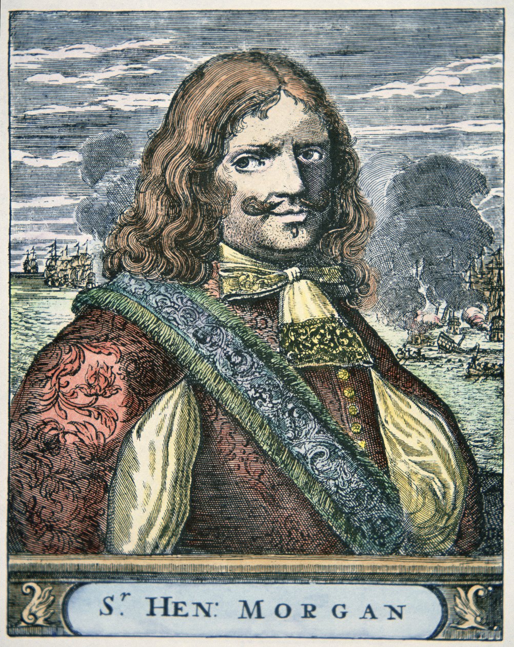 Sir Henry Morgan (n. 1635-1688) (värillinen kaiverrus) tekijältä English School