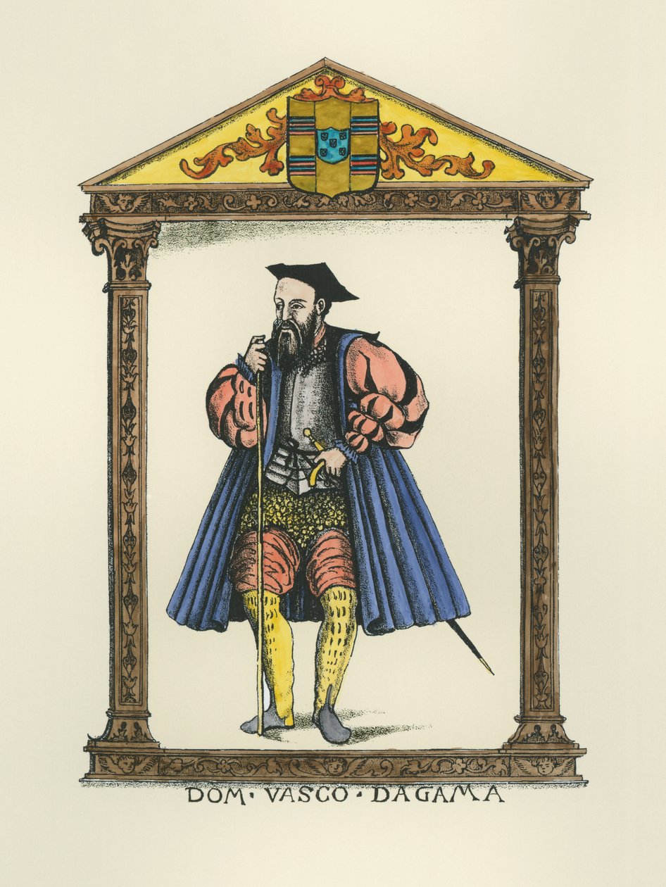 Vasco da Gama (n.1469-1525) (kaiverrus) (myöhempi väritys) tekijältä English School