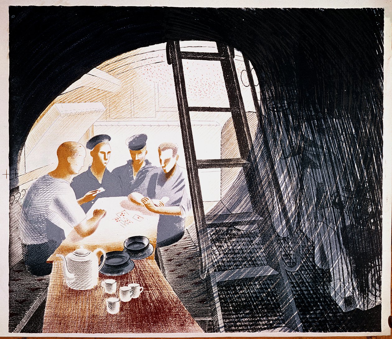 Merimiehet pelaavat korttia tekijältä Eric Ravilious