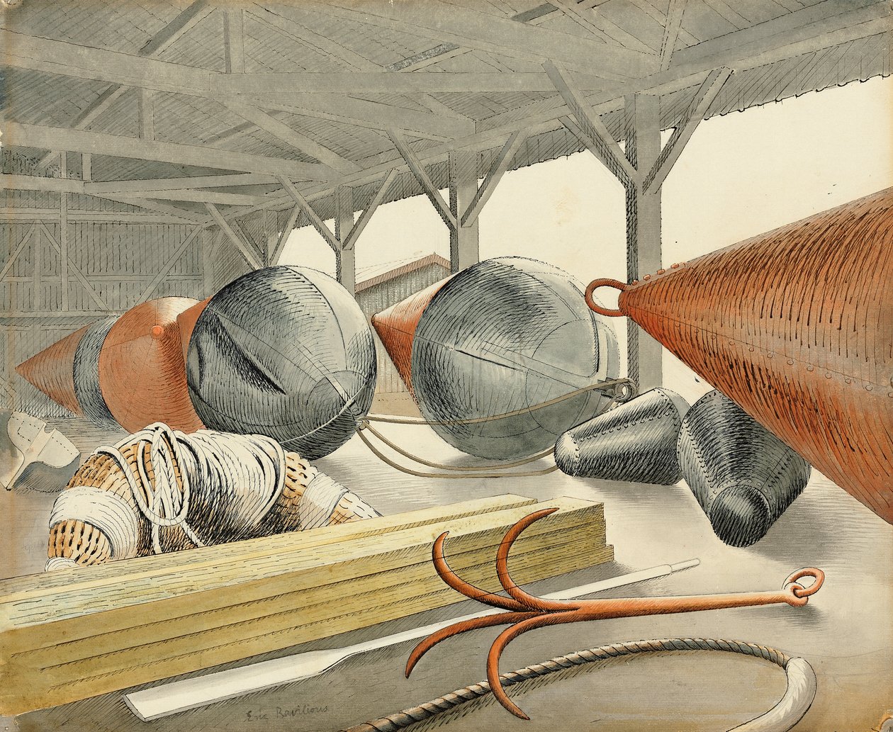 Poijut ja koukku, 1933 tekijältä Eric Ravilious