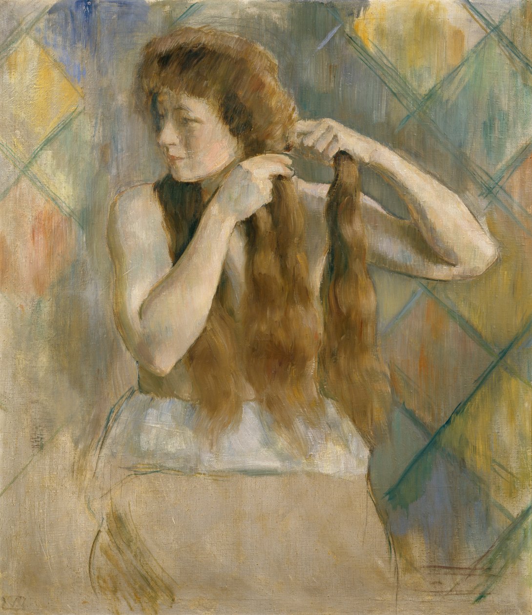 Braid The Hair (maalaus) tekijältä Erik Theodor Werenskiold