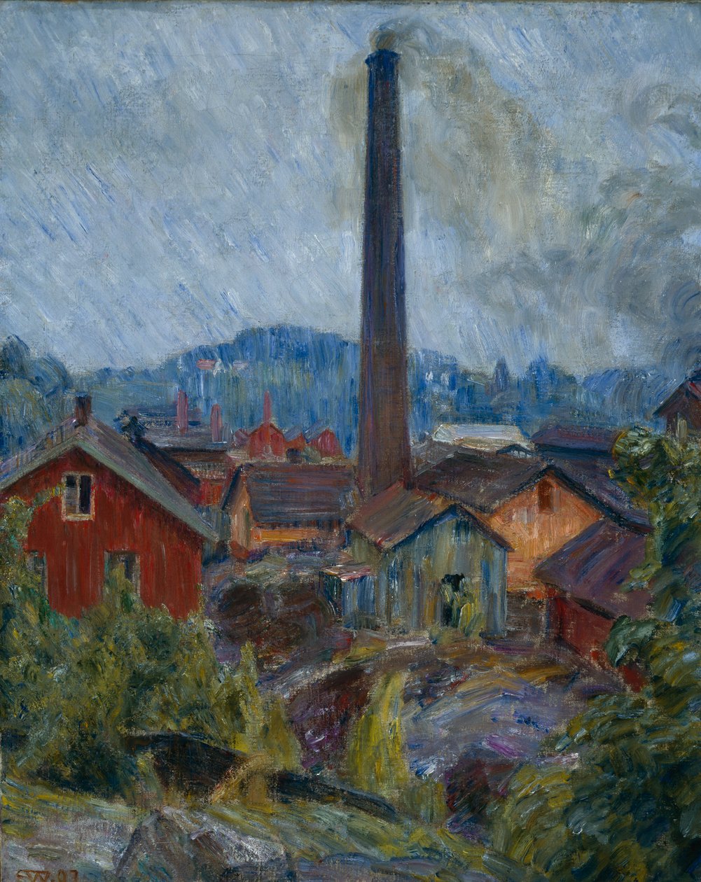 Tehdasrakennukset Lysakerissa tekijältä Erik Theodor Werenskiold