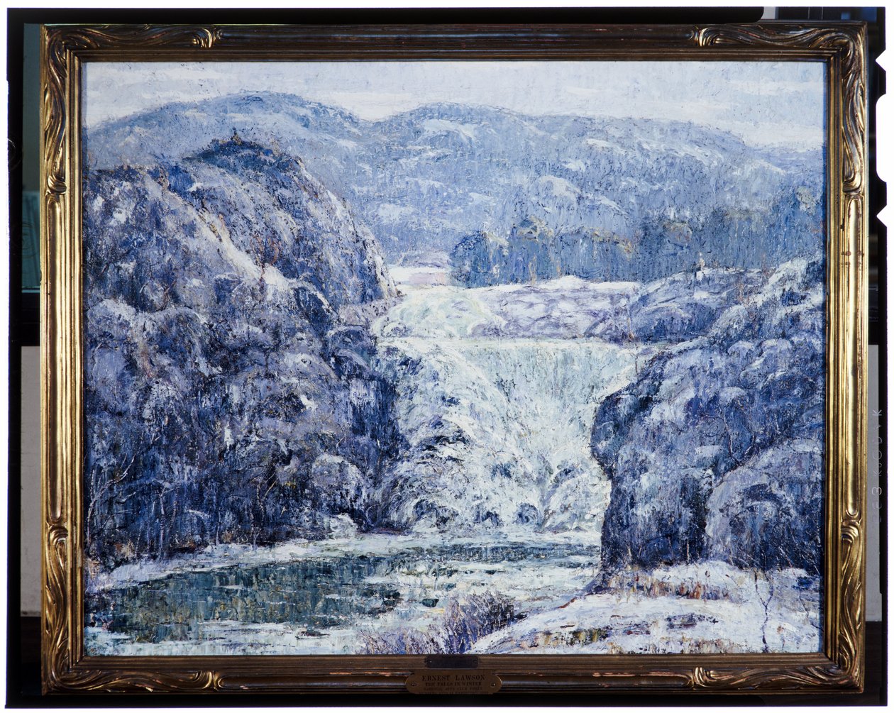 Falls in Winter, noin 1920 tekijältä Ernest Lawson