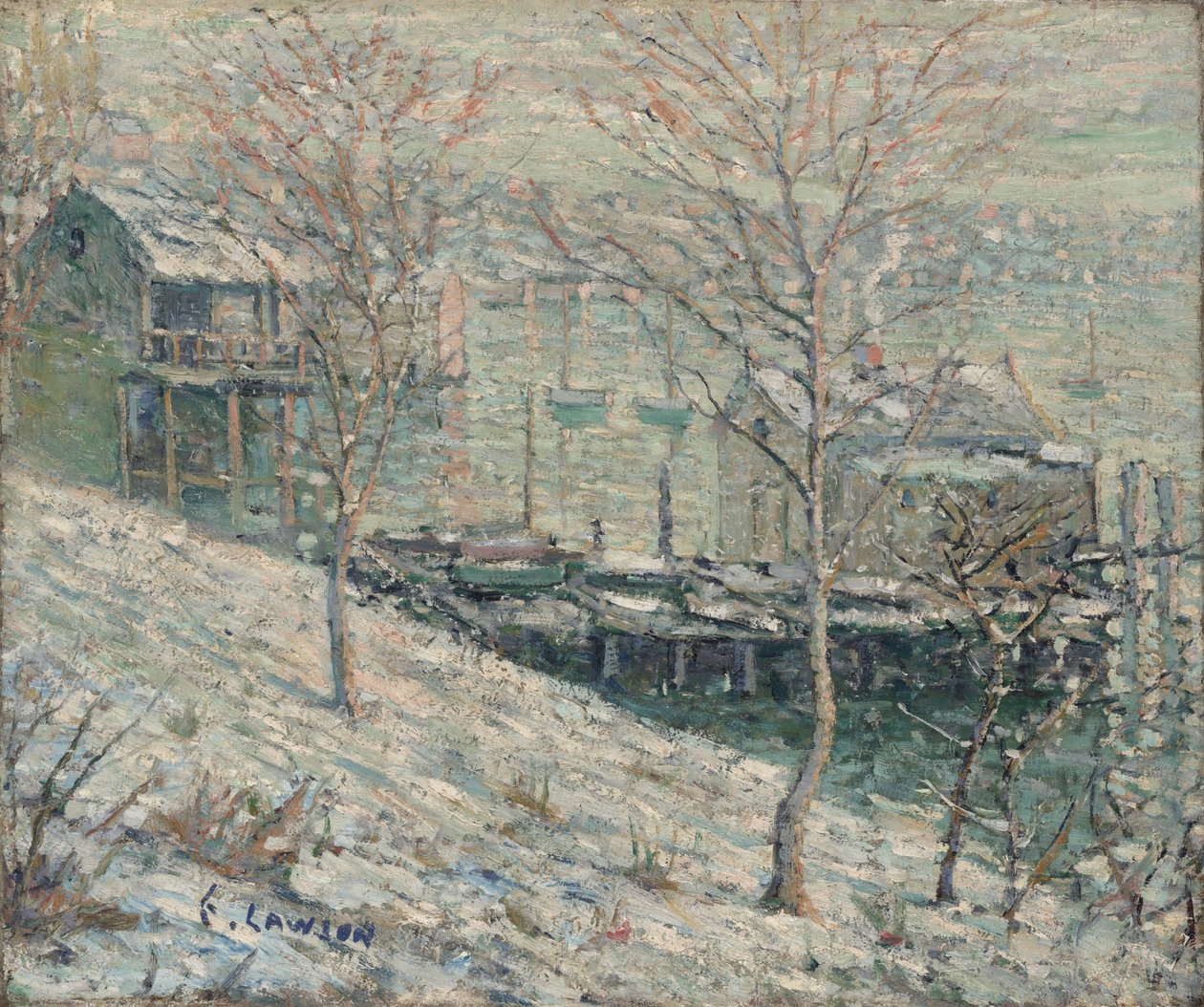 Harlem-joen talvikohtaus, n.1910 tekijältä Ernest Lawson