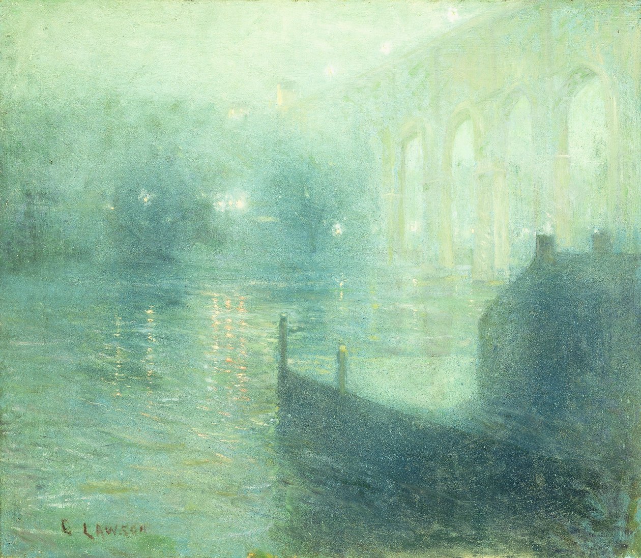 Harlem-joki yöllä tekijältä Ernest Lawson