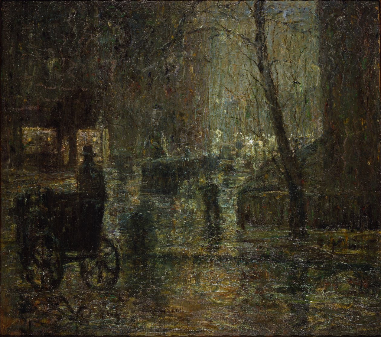 Märkä yö, Gramercy Park (Sateen jälkeen, Nocturne) tekijältä Ernest Lawson