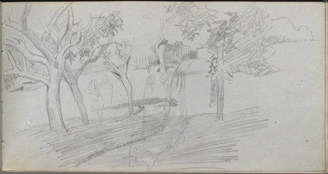 Luonnoskirja, sivu 74: Maisematutkimus. tekijältä Jean Louis Ernest Meissonier