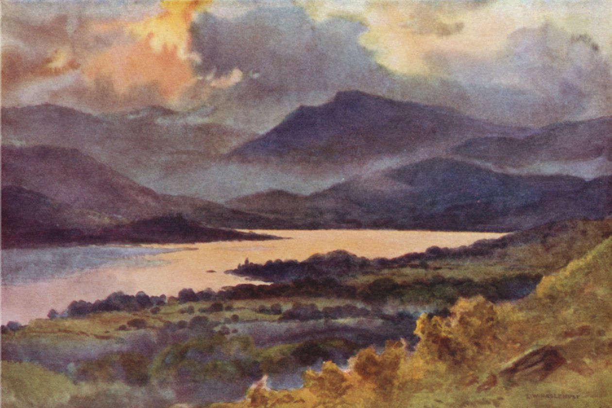 Windermere Orrest Headilta (väri litho) tekijältä Ernest William Haslehust