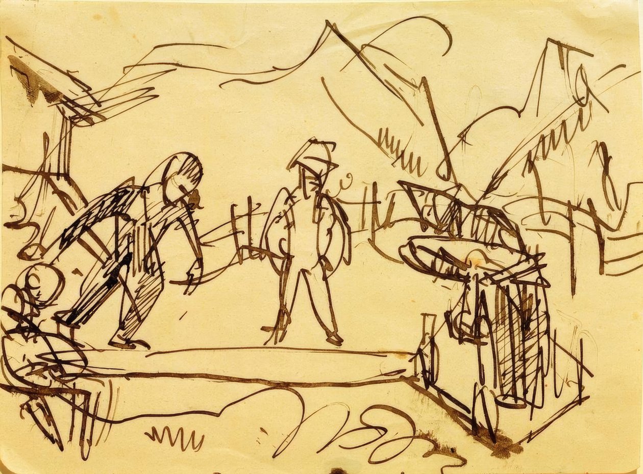Kegelbahn auf der Stafelalp tekijältä Ernst Ludwig Kirchner