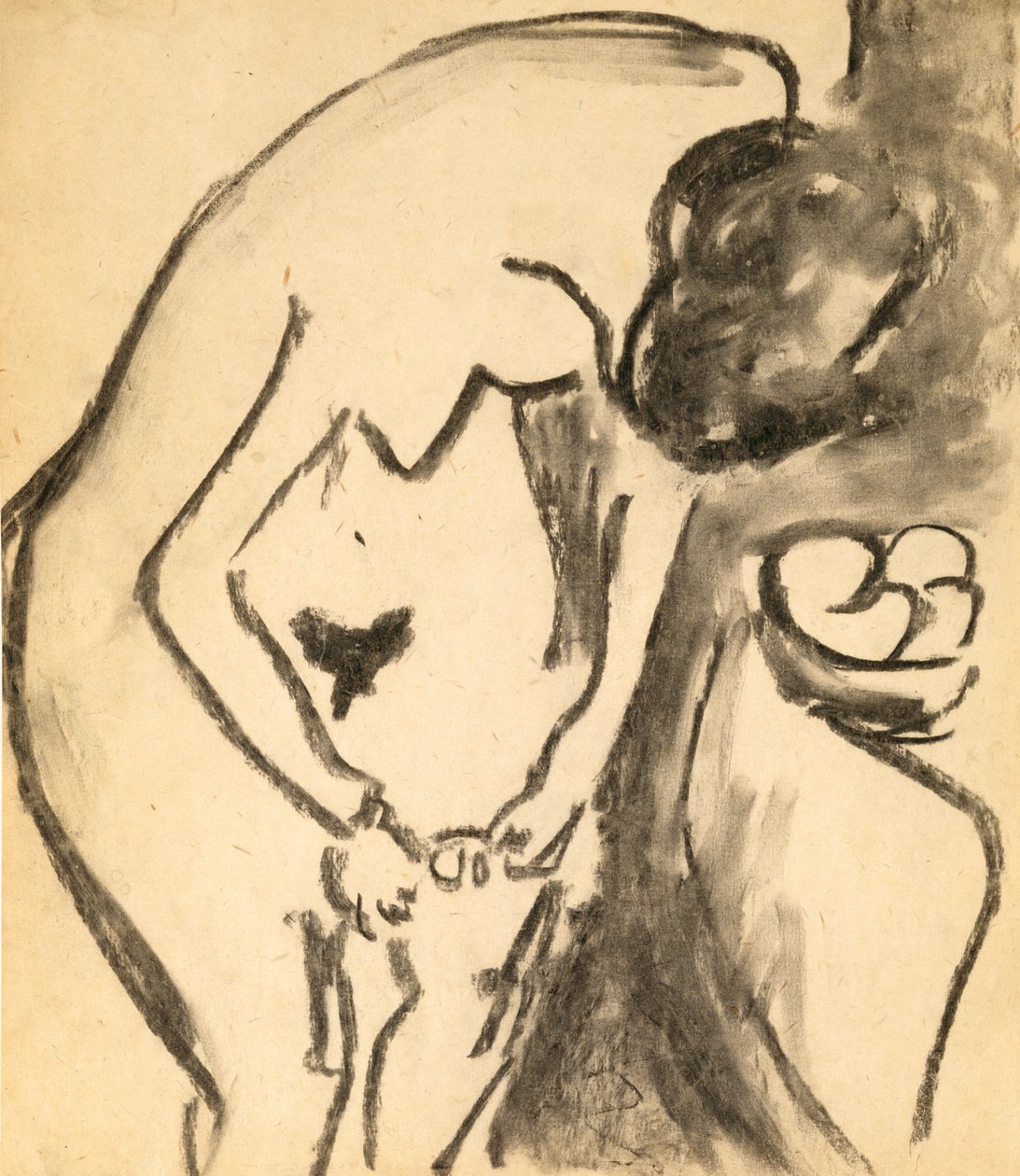 Alaston, 1909 (hiili ja hiilipesu paperille) tekijältä Ernst Ludwig Kirchner