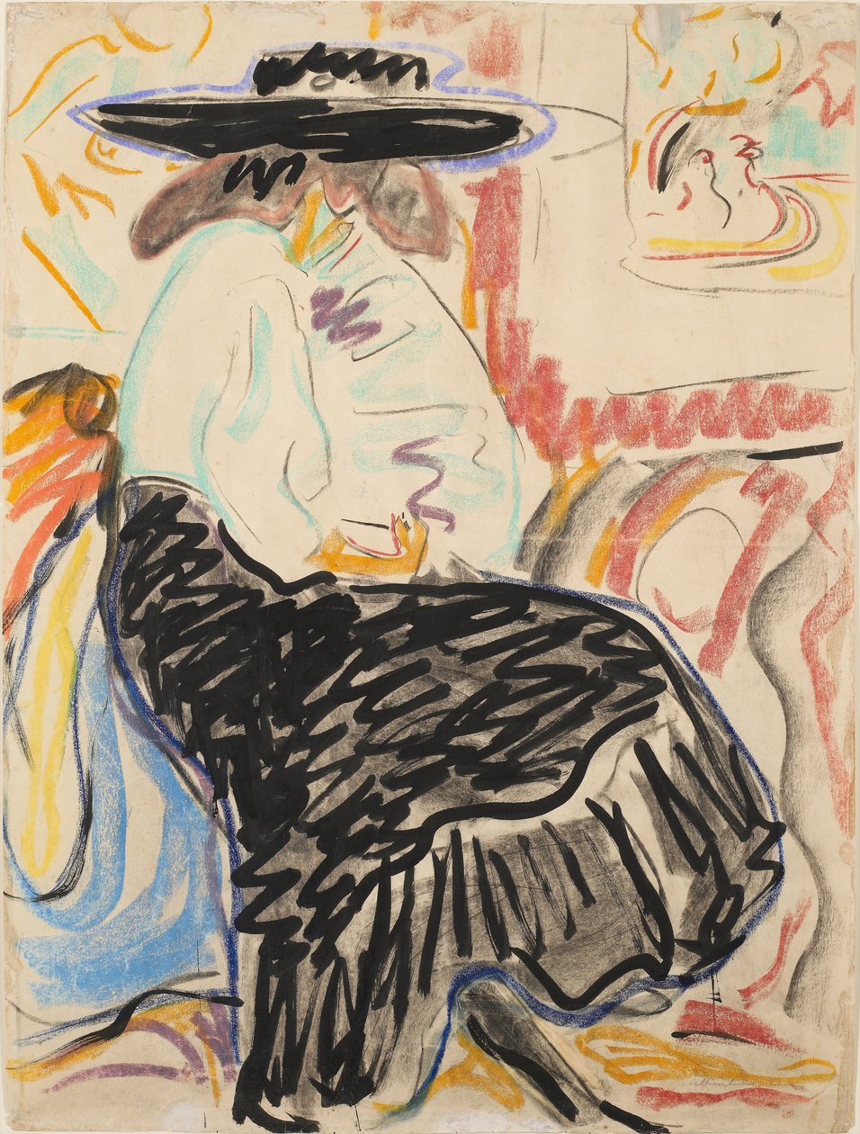 Istuva nainen studiossa tekijältä Ernst Ludwig Kirchner