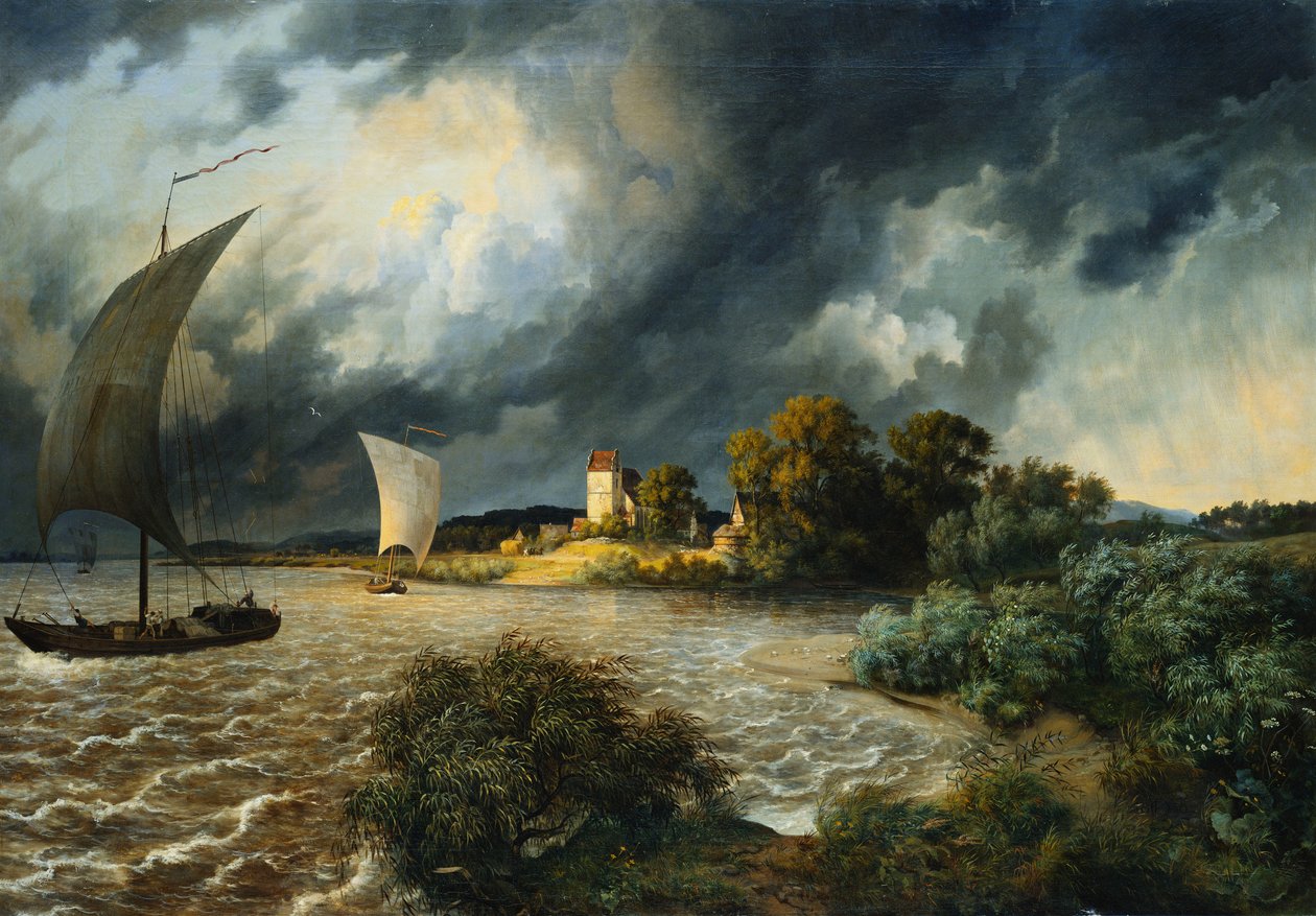 Lähestyvä myrsky, 1838 tekijältä Ernst Ferdinand Oehme