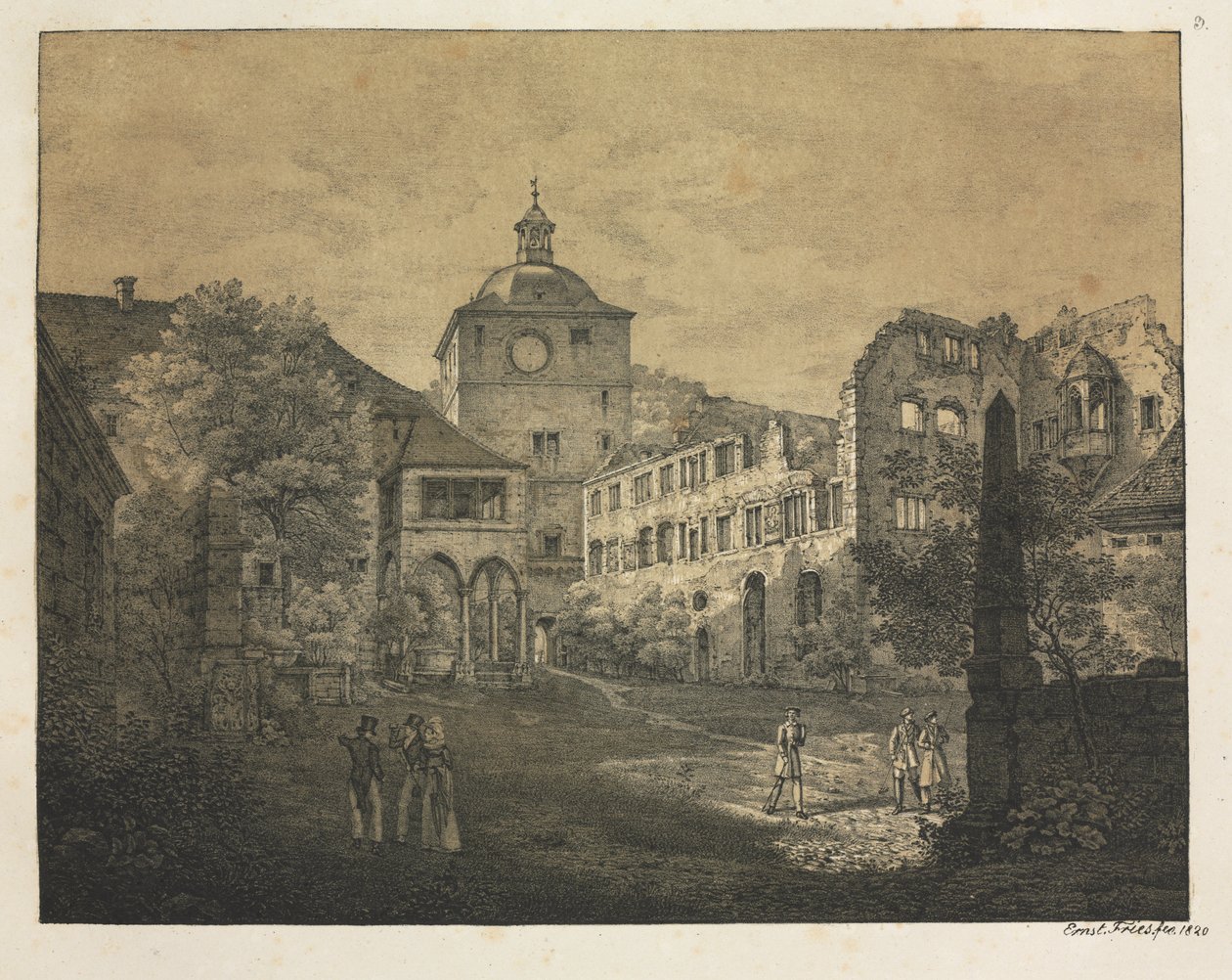 Sis vistes del castell de Heidelberg: Terrassa del castell finlandès tekijältä Ernst Fries