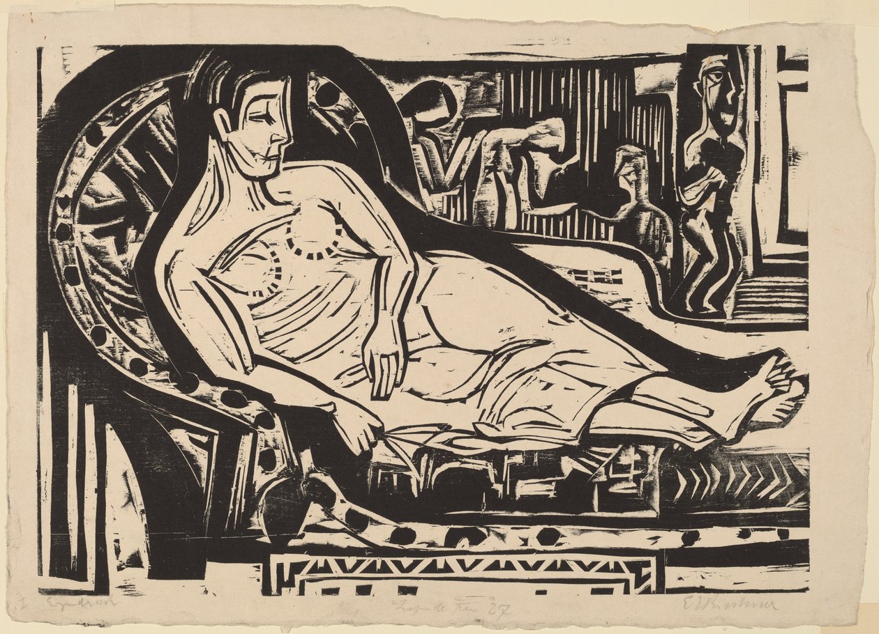 Nainen makaa sohvalla, 1926. tekijältä Ernst Ludwig Kirchner
