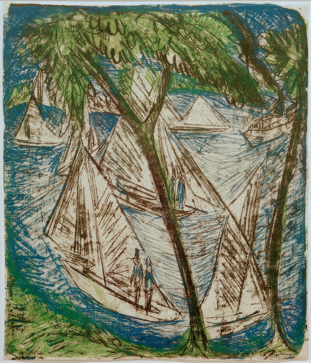 E.L. Kirchner, purjeveneet lähellä Grünauta tekijältä Ernst Ludwig Kirchner