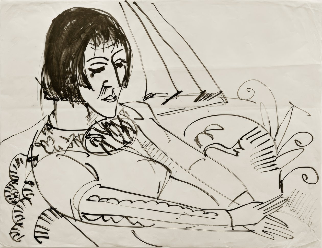 E.L. Kirchner, istuva nainen (Erna) tekijältä Ernst Ludwig Kirchner