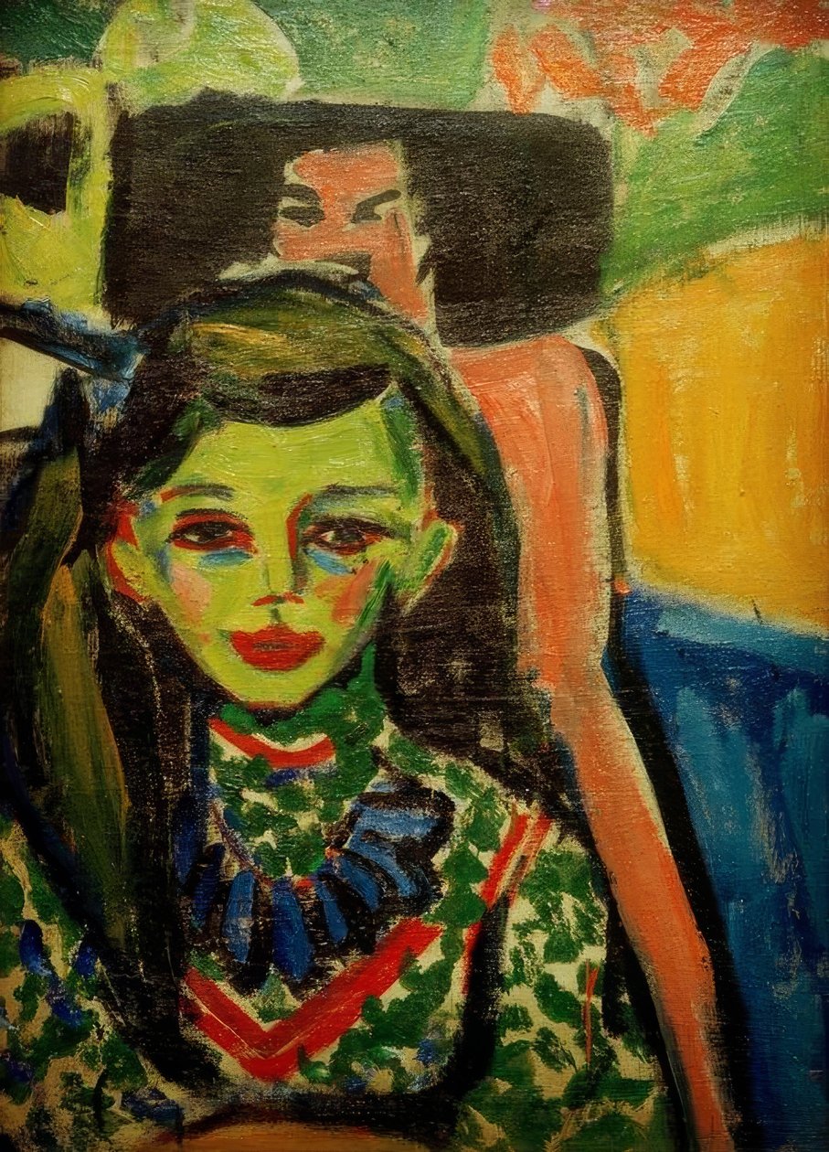 Fränzi vor geschnitztem Stuhl tekijältä Ernst Ludwig Kirchner