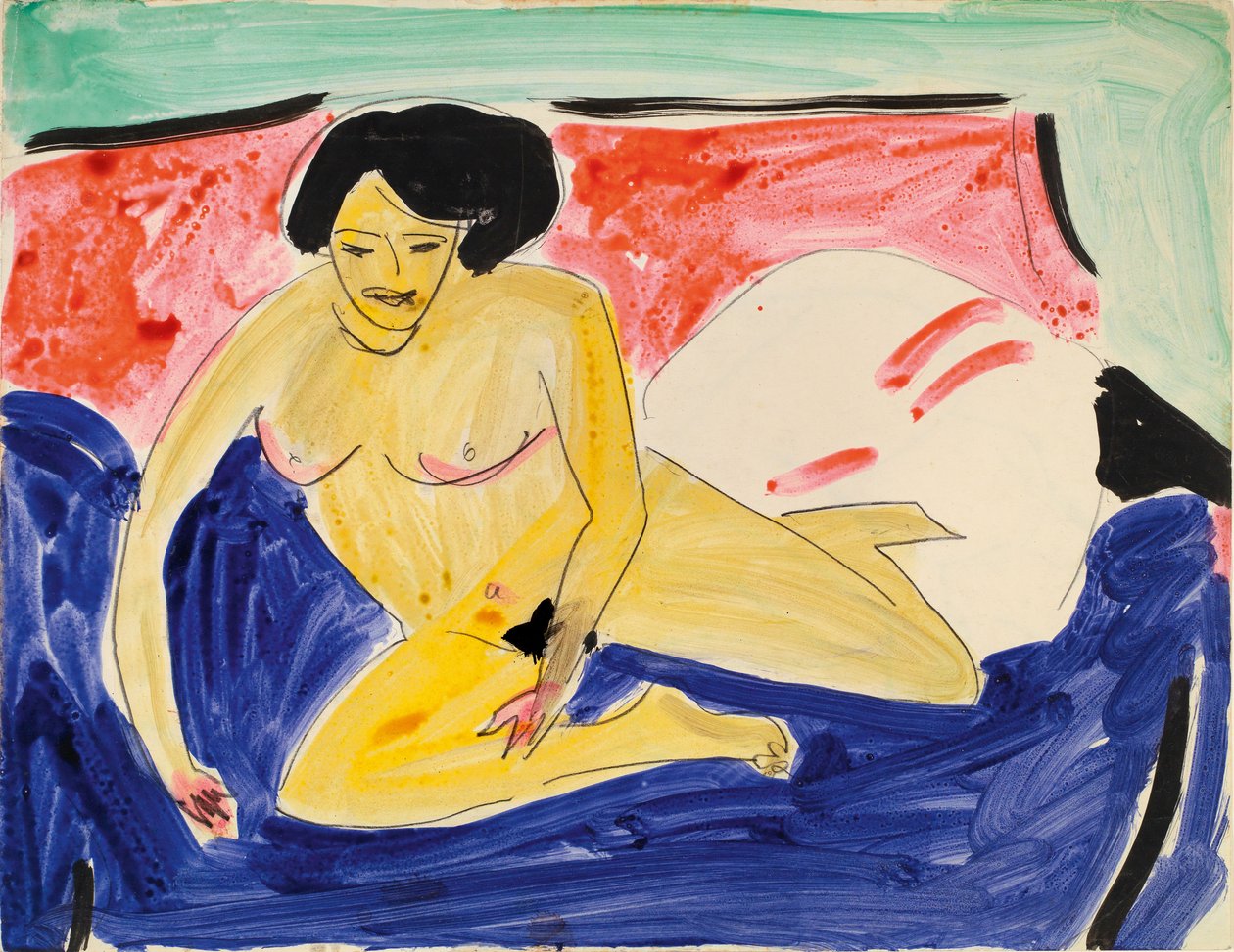Istuva alasti sohvalla, 1909 tekijältä Ernst Ludwig Kirchner