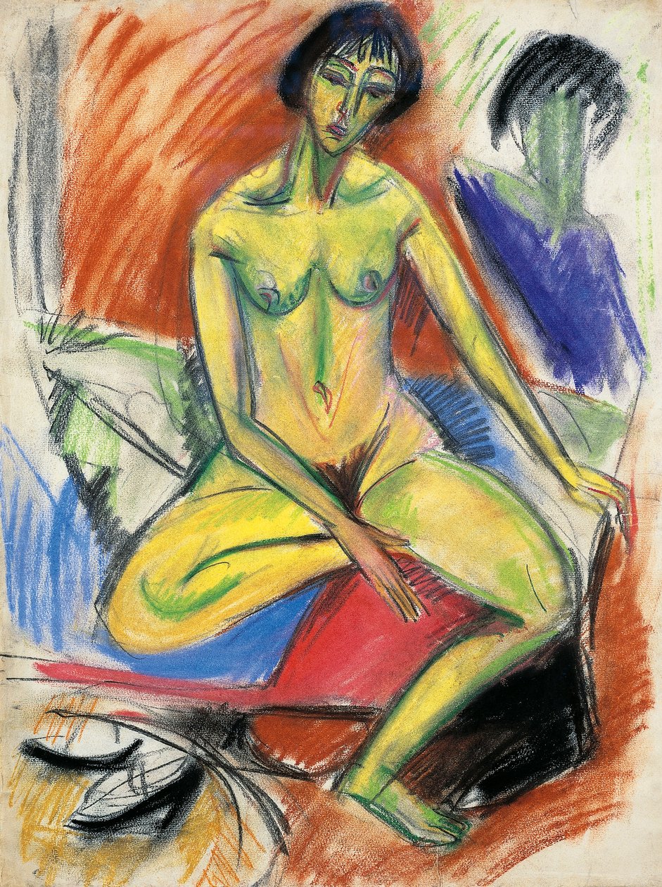 Istuva nainen alaston tekijältä Ernst Ludwig Kirchner