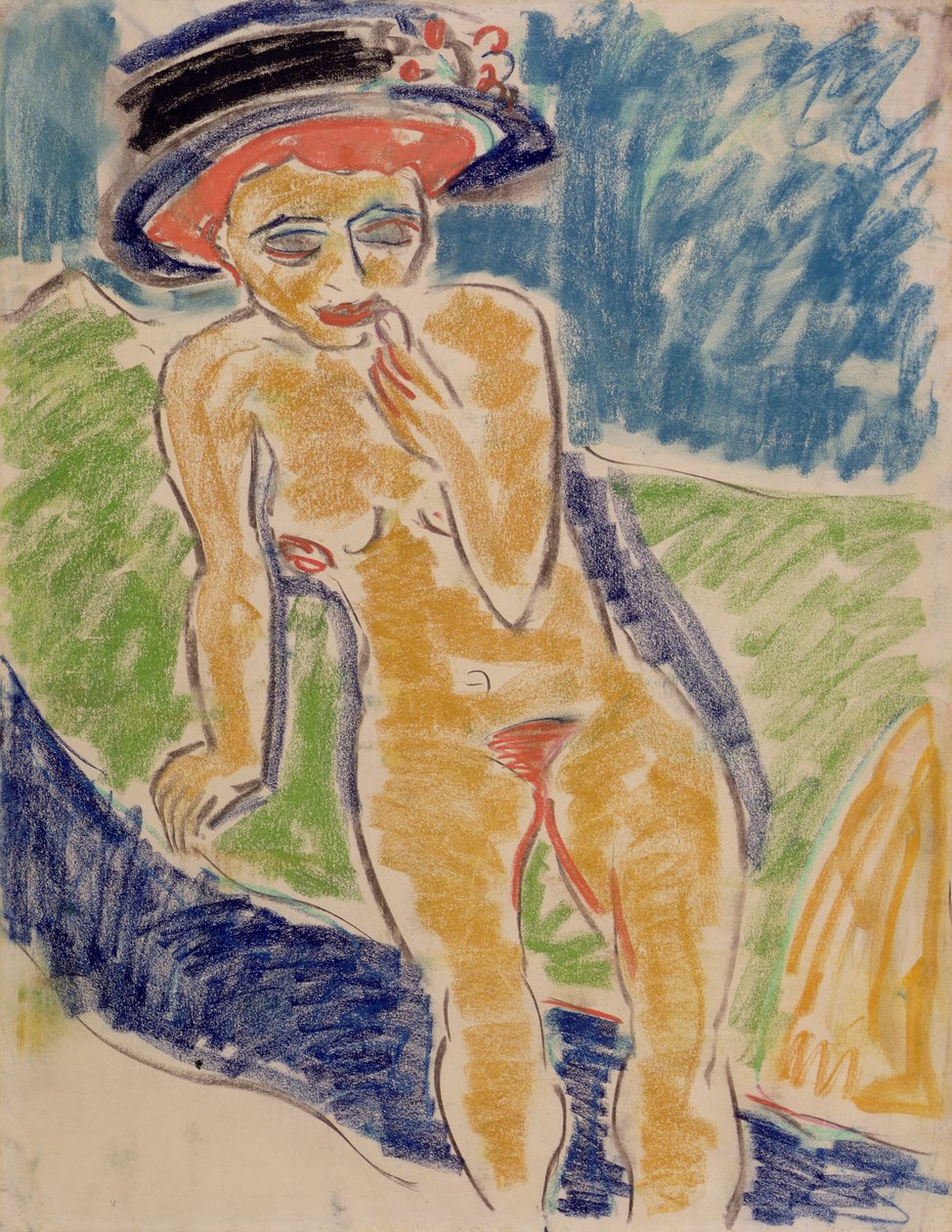 Istuva nainen alaston tekijältä Ernst Ludwig Kirchner
