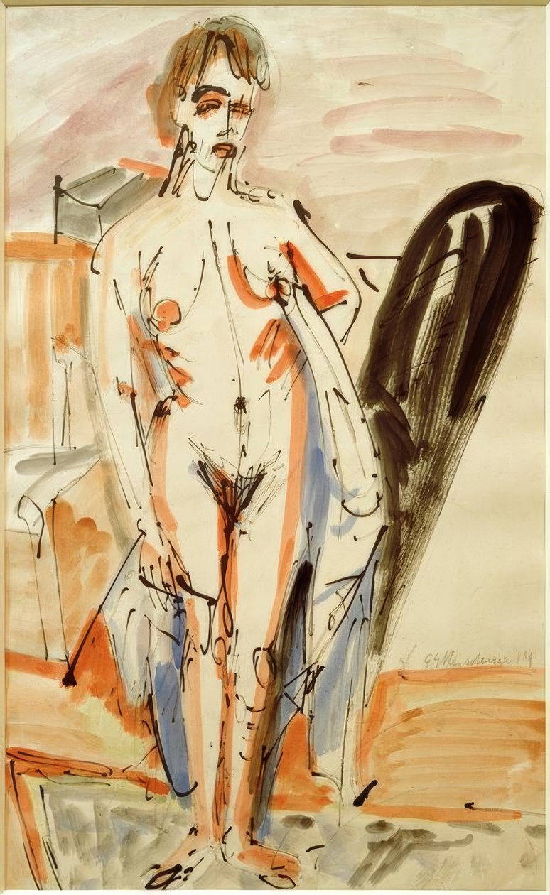 Seisomassa alastonna (seisoo alaston nainen) tekijältä Ernst Ludwig Kirchner