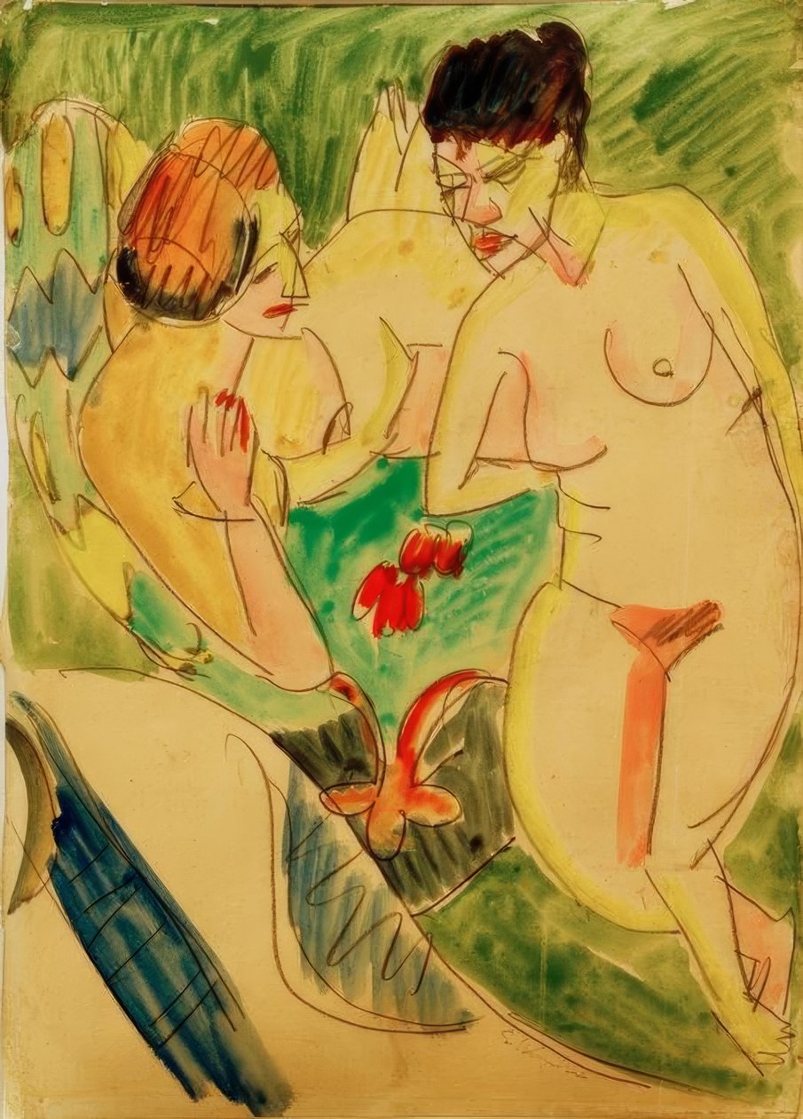 Zwei nackte Frauen tekijältä Ernst Ludwig Kirchner