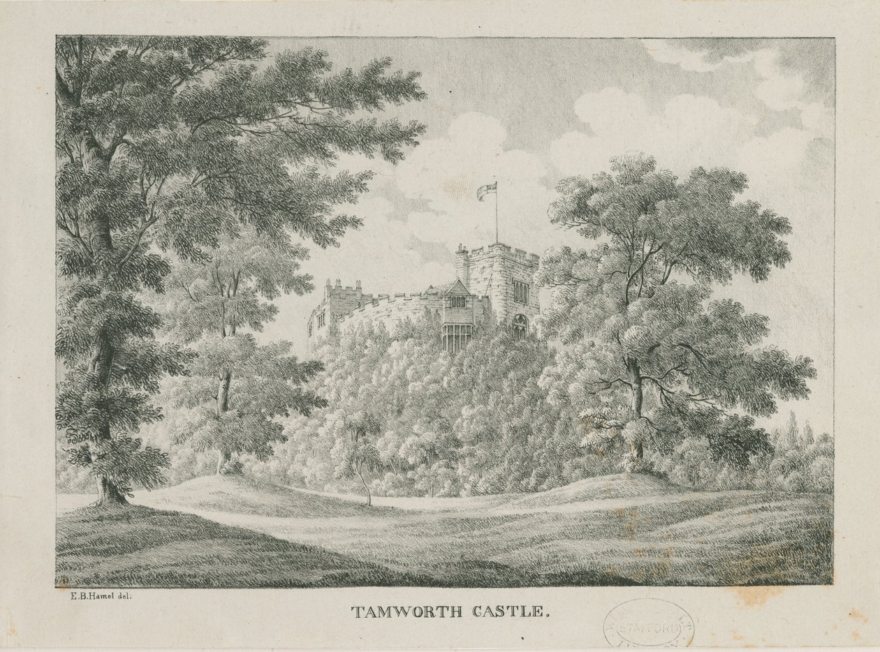 Tamworthin linna: sinkografi, nd [1796-1865] tekijältä Etienne Bruno Hamel