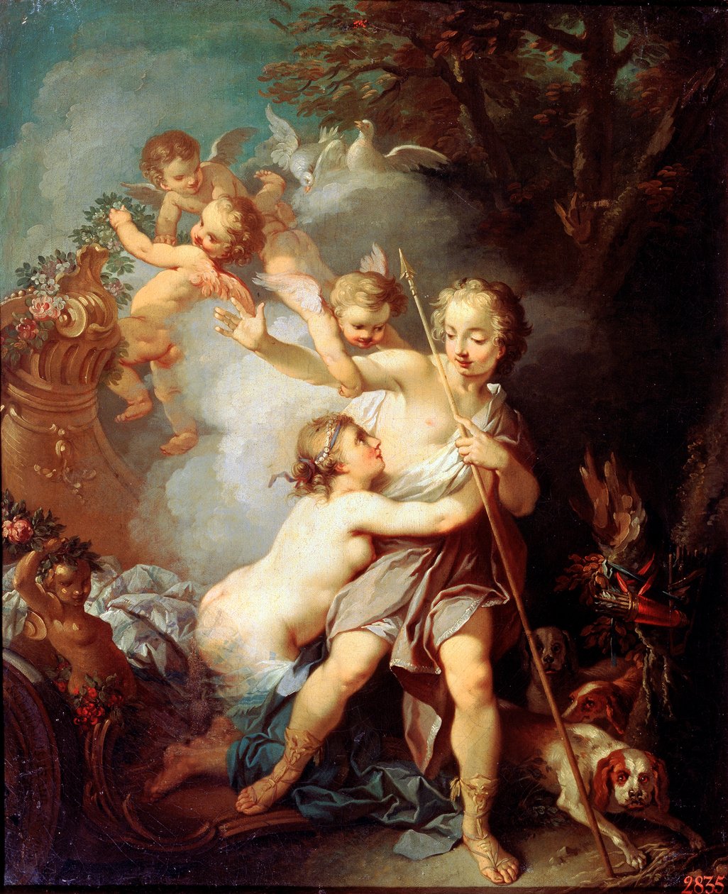 Venus ja Adonis, 1750-luku. tekijältä Étienne Jeaurat