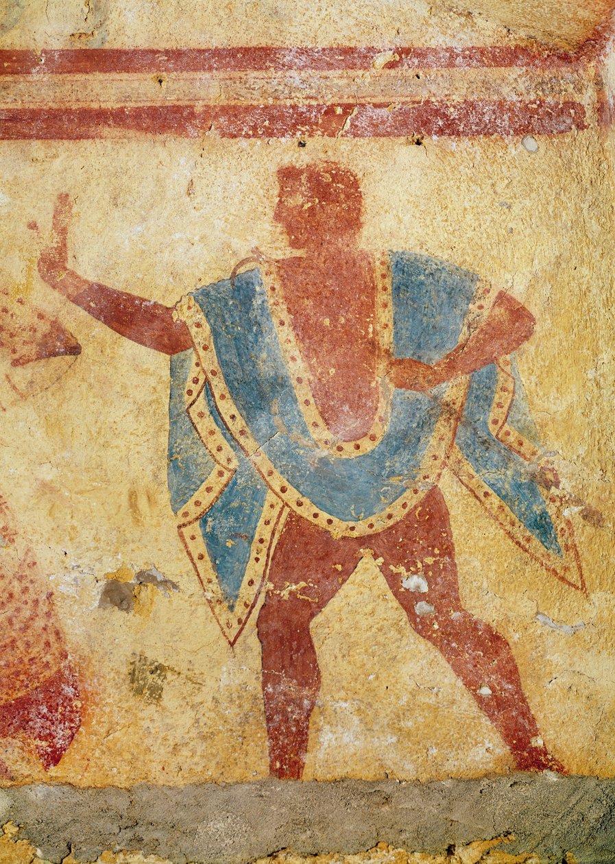 Tanssija vihreällä tunikalla, Giustinianin haudasta, 5. vuosisadan puolivälistä eKr. (seinämaalaus) tekijältä Etruscan