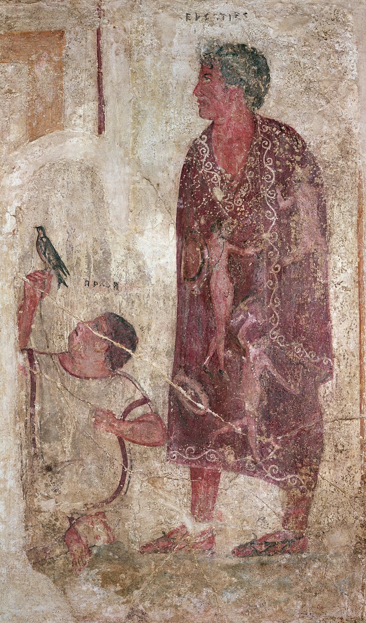 Vel Status ja hänen orjansa (seinämaalaus) tekijältä Etruscan Etruscan