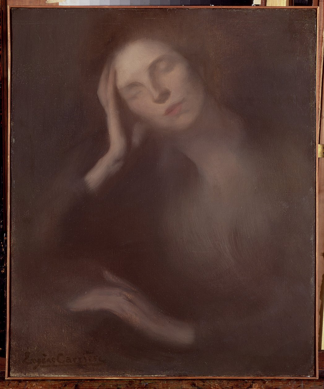 Pöydälle nojaava nainen, 1893 tekijältä Eugène Carrière