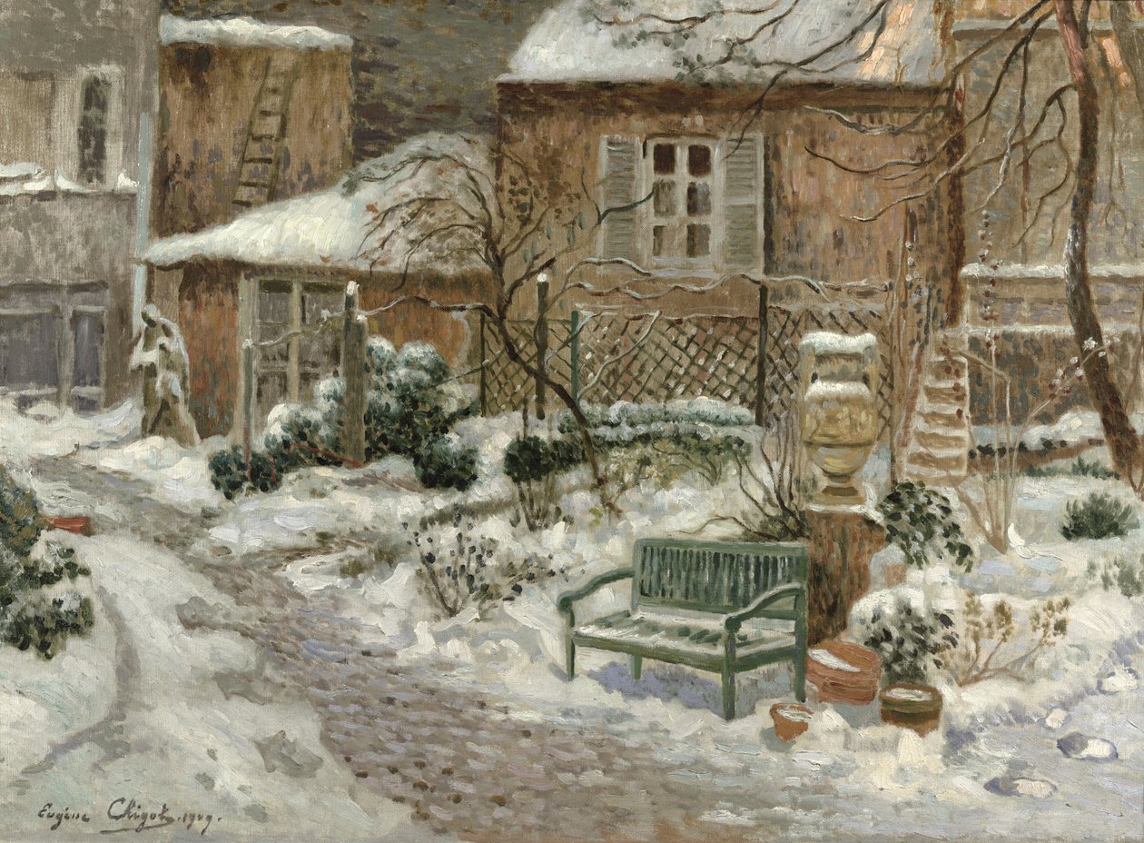 Puutarha lumen alla, 1909 tekijältä Eugene Chigot
