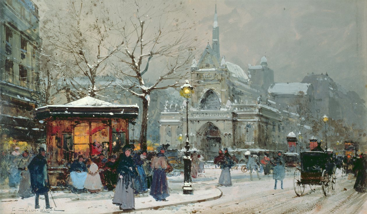 Snow Scene Pariisissa tekijältä Eugene Galien Laloue