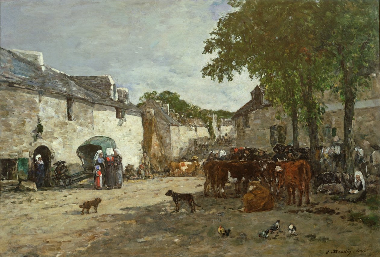 Eläinmarkkinat Daoulasissa, 1869 tekijältä Eugene Louis Boudin
