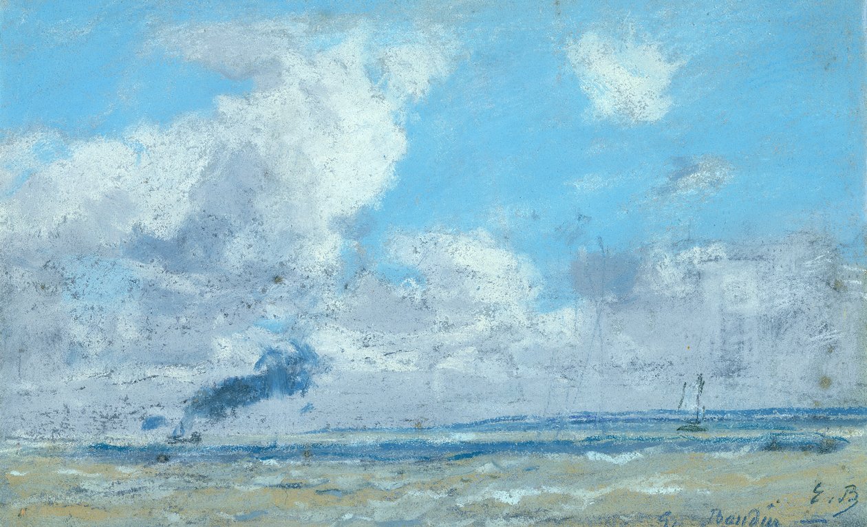 Vene Seinen suistossa (pastellivärit paperille) tekijältä Eugene Louis Boudin
