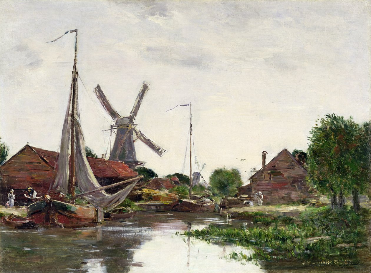 Dordrecht, Tuulimylly Maasissa, 1884 tekijältä Eugene Louis Boudin
