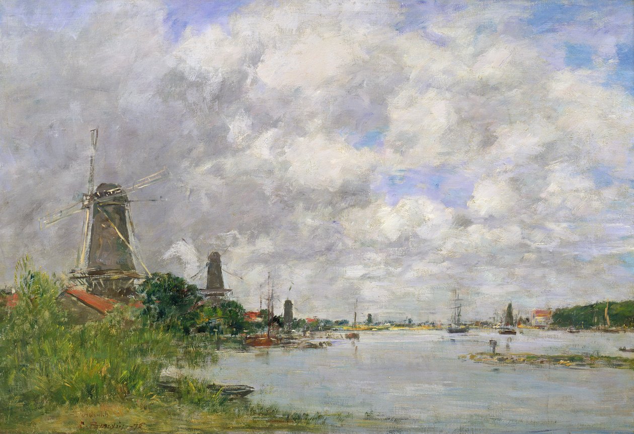 Maas-joki Dordrechtissa, 1876 tekijältä Eugene Louis Boudin