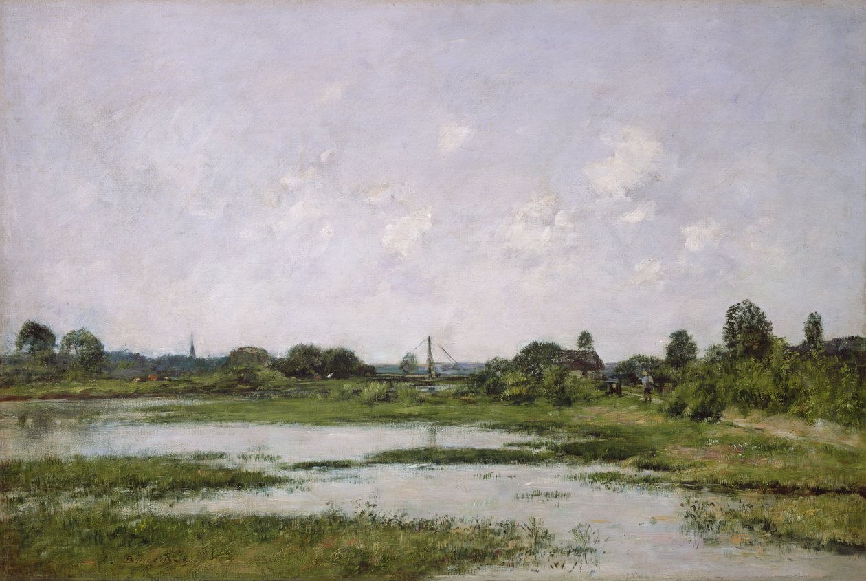 Touques-joen rannat Trouvillessa kevään vuorovesien aikana tekijältä Eugene Louis Boudin
