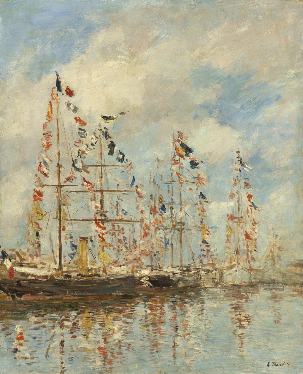 Trouville-Deauvillen venesatama, noin 1895-6 (öljy puulle). tekijältä Eugene Louis Boudin