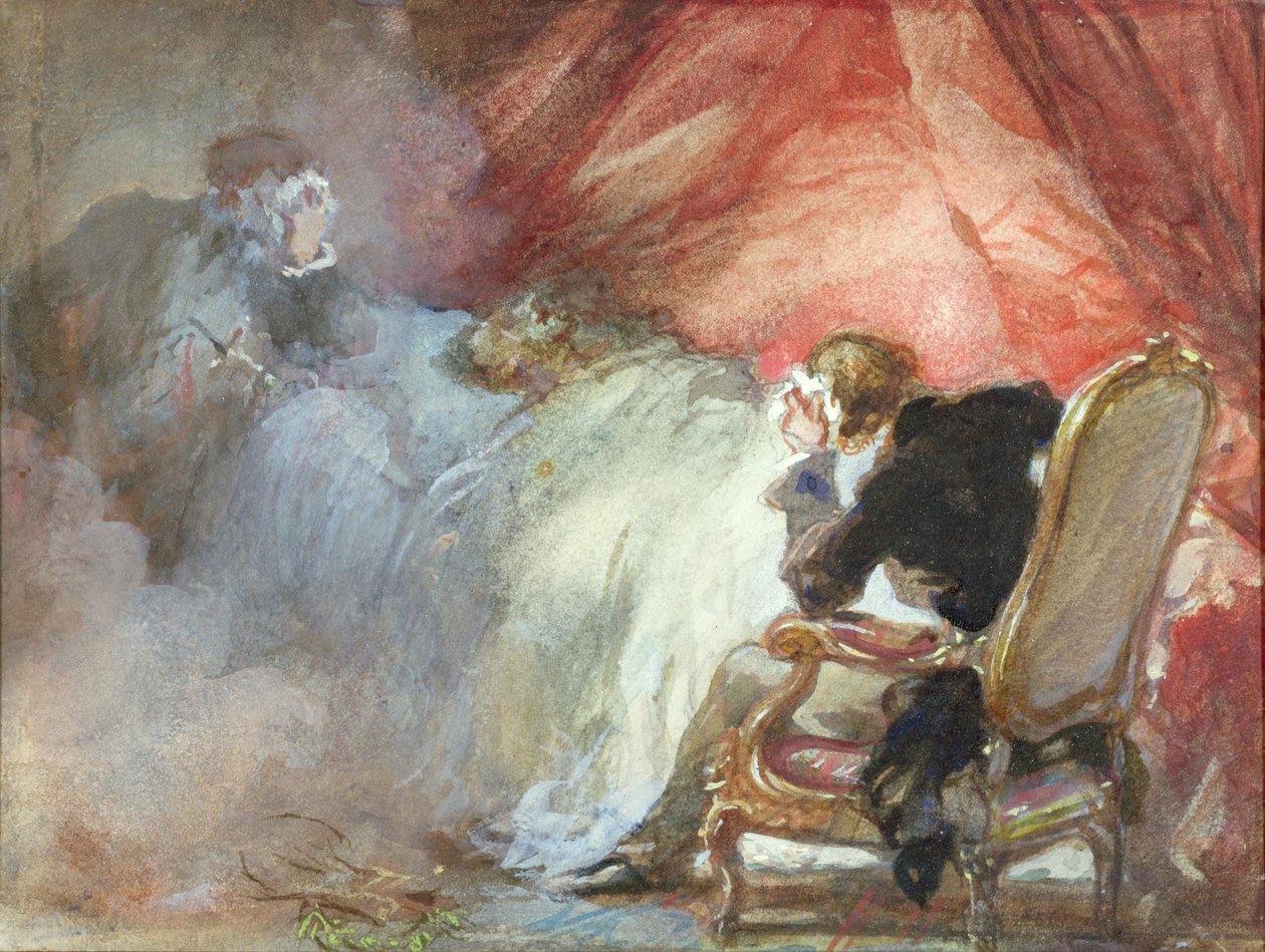 La Nuit de Decembre, Alfred de Mussetin (1810-57) Les Nuitsista tekijältä Eugene Louis Lami