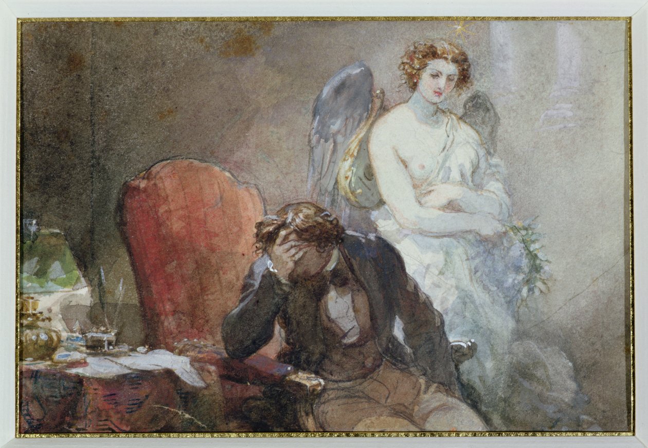 Lokakuun yö, kuvitus Alfred de Mussetin (1810-57) Les Nuitsista tekijältä Eugene Louis Lami