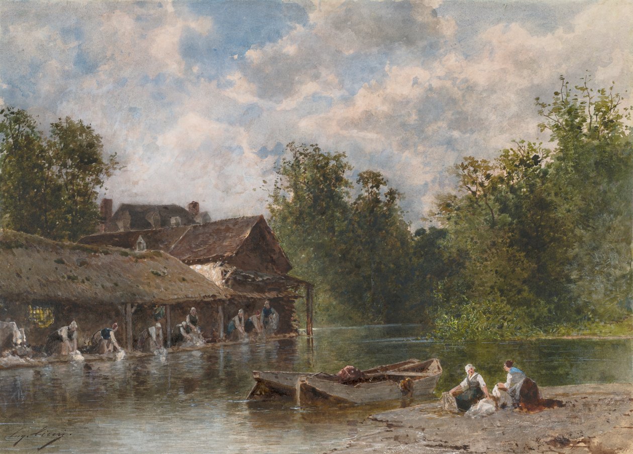 The Washerwomen Washerwomen, 1870-1880. tekijältä Eugene Ciceri