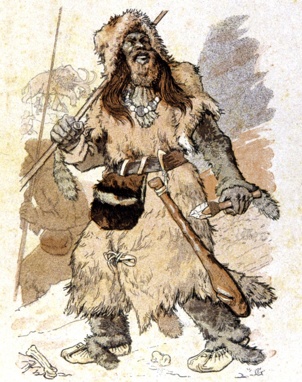 Ihminen paleoliittisen kauden aikana, noin 1900 (kuva). tekijältä Eugene Grasset