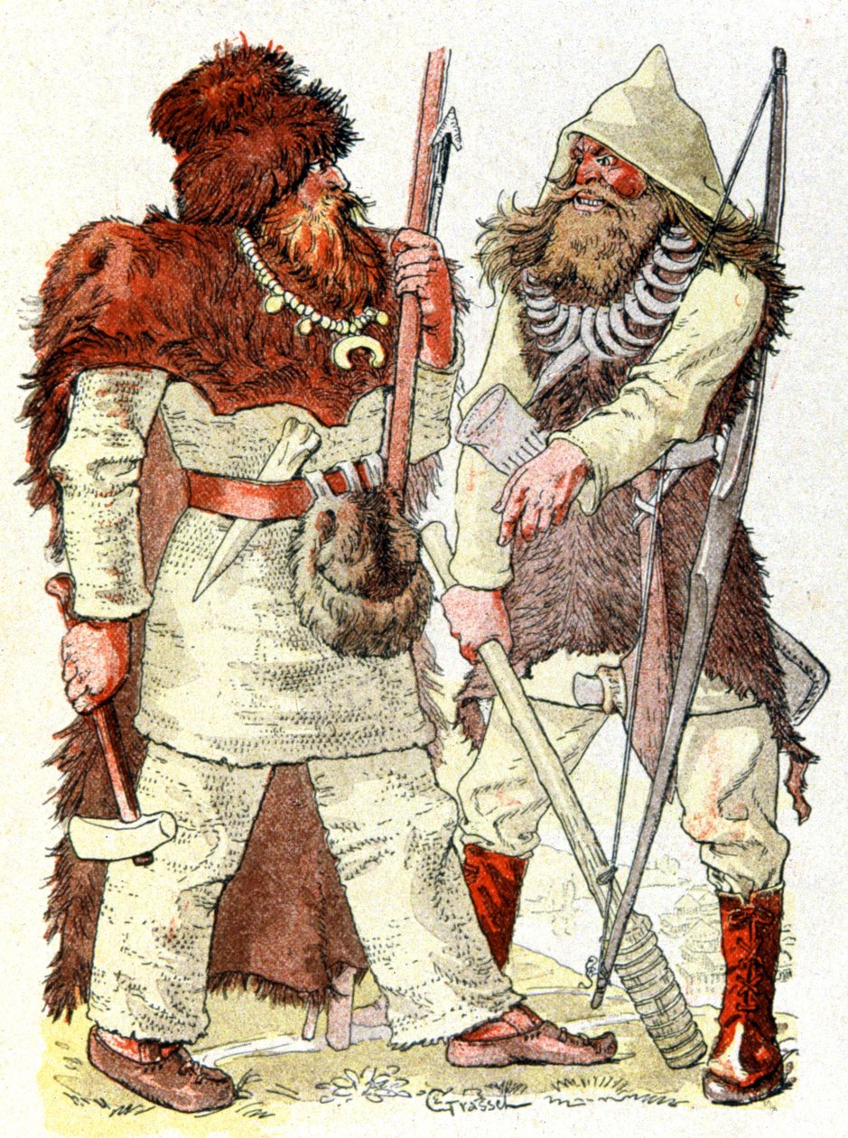 Miehet kivikaudella, n. 1900 (kuva) tekijältä Eugene Grasset